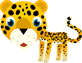 cartoon scene with happy tropical animal cat jaguar cheetah on white background illustration for children © honeyflavour