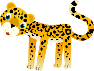 cartoon scene with happy tropical animal cat jaguar cheetah on white background illustration for children