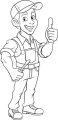 Electrician Handyman Screwdriver Cartoon Mascot
