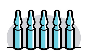 Vaccination theme vector illustration of a ampules isolated over white, epidemic or pandemic coronavirus covid 19 or flu or SARS or any other vaccine, pharmacology concept.