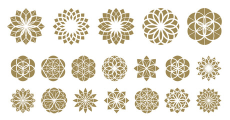 Flower of life vector ancient esoteric symbol big vector set.