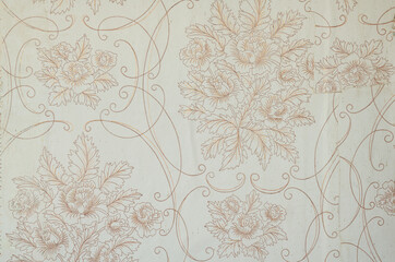 Old wallpaper on the wall. Old wallpaper for texture or background. - obrazy, fototapety, plakaty