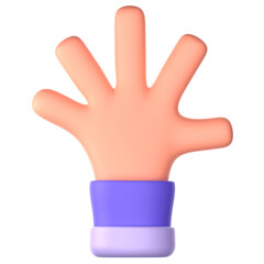 five finger hand gesture 3d icon