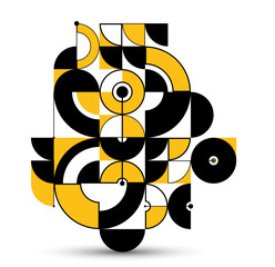 Abstract vector geometric background, tech engineering look like shapes and lines composition, mechanical engine industry style, modular mosaic isolated.