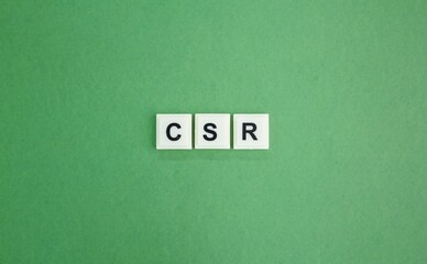 letters of the alphabet with the word CSR abbreviation (Corporate social responsibility)