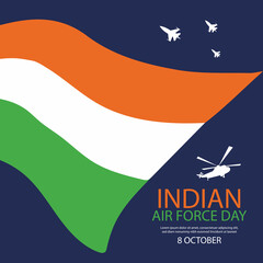 Free vector indian air force day banner with fighter planes and indian flag illustration