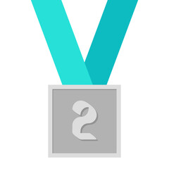 Second Place Silver Medal Green Ribbon Basic Shape

