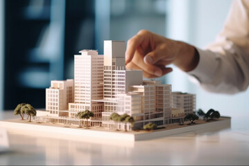 建築模型の都市計画イメージ「AI生成画像」 - obrazy, fototapety, plakaty