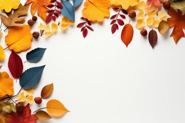 Naklejka na ściany i meble Leaf autumn frame on background. Generative AI