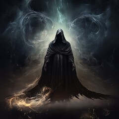 Hooded fantasy grim reaper. Great for fantasy, dark fantasy, space, magic, sorcery and more. 