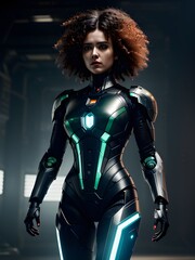 Naklejka premium Cyber girl, Generative AI