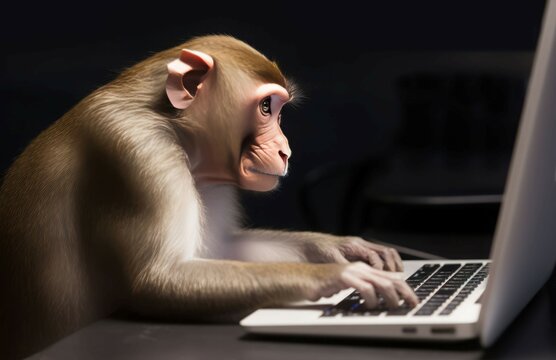Chimpanzee laptop education. Generate Ai