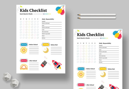 Kids Checklist Planner Design