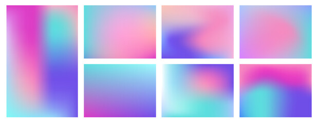 Set of bright multicolored gradient backgrounds. For covers, wallpapers, branding, web and print, social media stories, shop template and brochure.