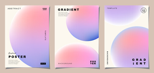 Set of creative covers or posters concept in modern minimal style for corporate identity, branding, social media advertising, promo. Minimalist cover design template with dynamic fluid gradient.