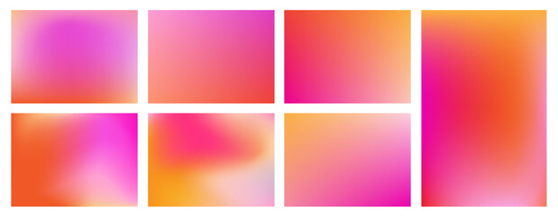 Set of bright multicolored gradient backgrounds. For covers, wallpapers, branding, web and print, social media stories, shop template and brochure.