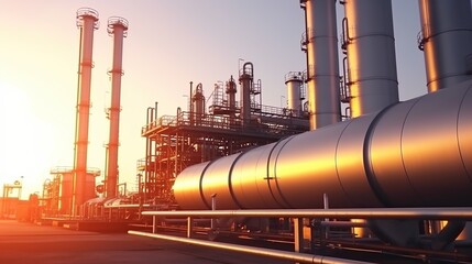 Fototapeta na wymiar Pipelines in oil industry plants