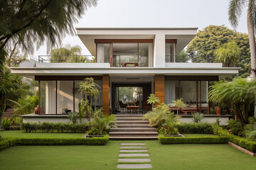 Stylish Modern House Facade, Modern Indian House, Modern Indian House Design, Modern Indian House Exterior