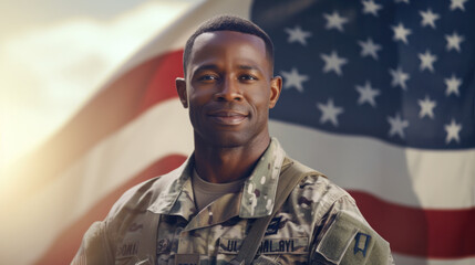 Veterans Day Celebration: Honoring African American Soldier in Camouflage.