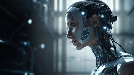 Fototapeta premium Navigating the Future: Businesses Embracing AI, Machine Learning, and Data Exchange for Industry 4.0 Success.