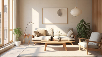 Japandi-style modern interior: Sunny Scandinavian apartment with wood and plaster elements