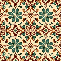Fototapeta premium Seamless pattern, tileable old Christmas holiday English antique country style print for wallpaper, wrapping paper, scrapbook, fabric and product design