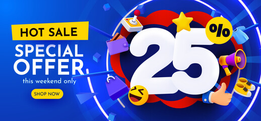 Fototapeta premium 25 percent Off. Discount creative composition. Mega Sale.