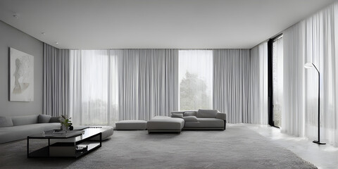 The interior of the room with furniture. Created with the help of artificial intelligence
