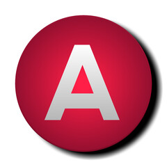 A letter on red button on transparent background for design elements