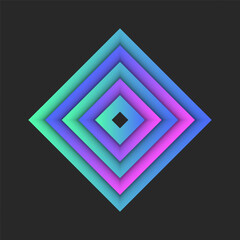 Rhombus logo geometric shapes, many layers with shadows symbol different vibrant gradient creative design logotype.