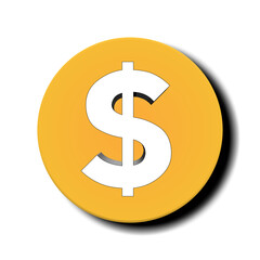 Dollar coin currency money symbol on transparent background for design elements business concept 