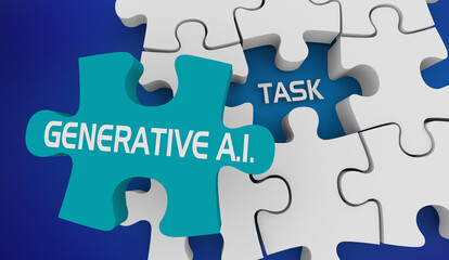 Fototapeta premium Generative AI Solving Task Puzzle Solution Artificial Intelligence Job 3d Illustration