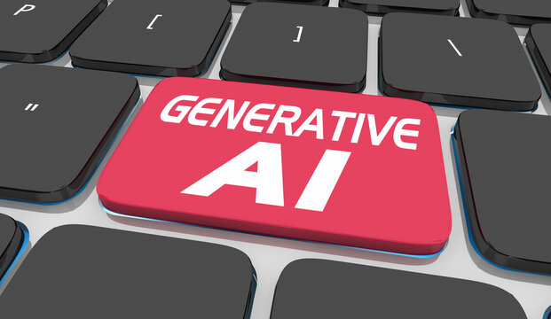 Generative AI Artificial Intelligence Computer Keyboard Button 3d Illustration