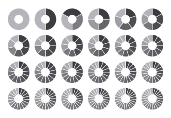 Crédence de cuisine en verre imprimé Une ligne Circles divided into parts from 1 to 24. Black round chart for infographic, pie portion or pizza slice. Wheel division into fractions, circular shape sectors on white background