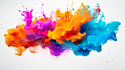 magic colorful splash paints on white background