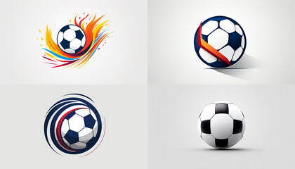 Logotipo, diseño de línea simple, fondo blanco, logotipo de fútbol. IA Generativa - obrazy, fototapety, plakaty