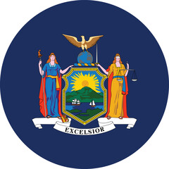 Circle badge flag of US federal state of New York