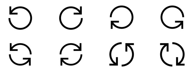 Set of circle arrows. Vector elements. Black loading symbol.