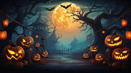 Fototapeta premium halloween background with pumpkins