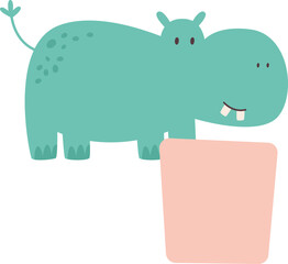 Hippo Holding Blank Banner