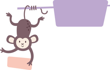 Monkey Holding Blank Banner