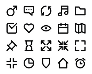 Bold line icons set for User interface.