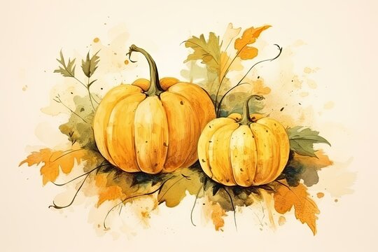 Many pumpkins illustration ready to decorate houses at Halloween. Generative AI