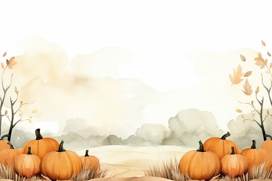 Many pumpkins illustration ready to decorate houses at Halloween. Generative AI