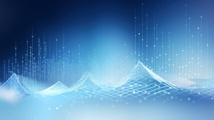 Futuristic blue abstract digital background showcasing financial data analysis, representing modern technology and global business trends