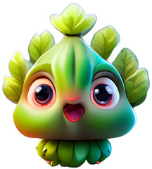 green alien cartoon brussels sprouts realistic detail vibrant 