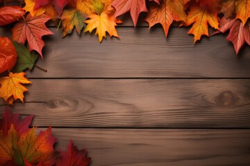 Naklejka na ściany i meble Leaf autumn frame on background. Generative AI