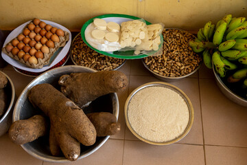 Celebration in St John Paul II catholic church, Kpalime, Togo. Offerings and host wafers.