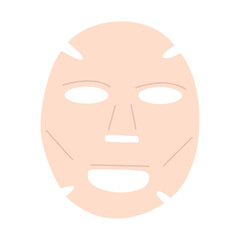 Flat vector cartoon illustration of a face sheet mask with serum. A daily skin care product. Isolated design on a white background.