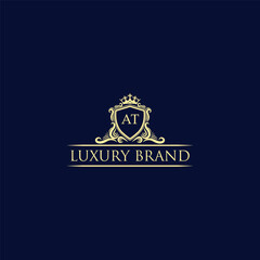 AT Luxury lion crest logo - royal lion vector template